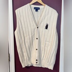 Vintage Savile Row Sweater Vest Featuring a Golf Bag on Chest Size Large